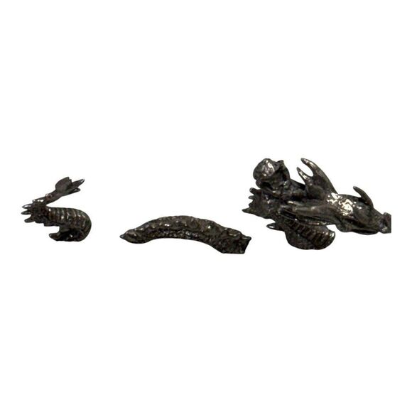 Pewter Dragon Set Fantasy Serpent Sculpture Mythical Creature 3-pc Set Lochness - Picture 2 of 7